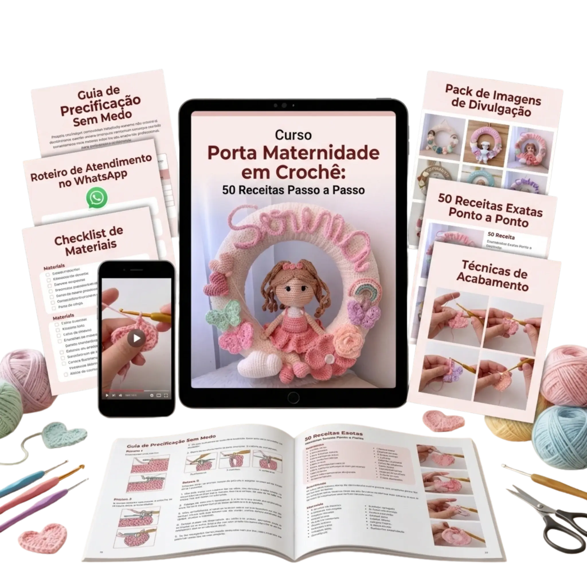50 Receitas Passo a Passo Porta Maternidade em Crochê